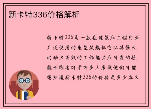 新卡特336价格解析